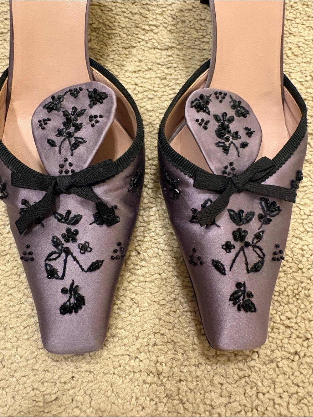 RARE Prada Purple Satin Embellished Kitten Heels - Picture 3 of 9